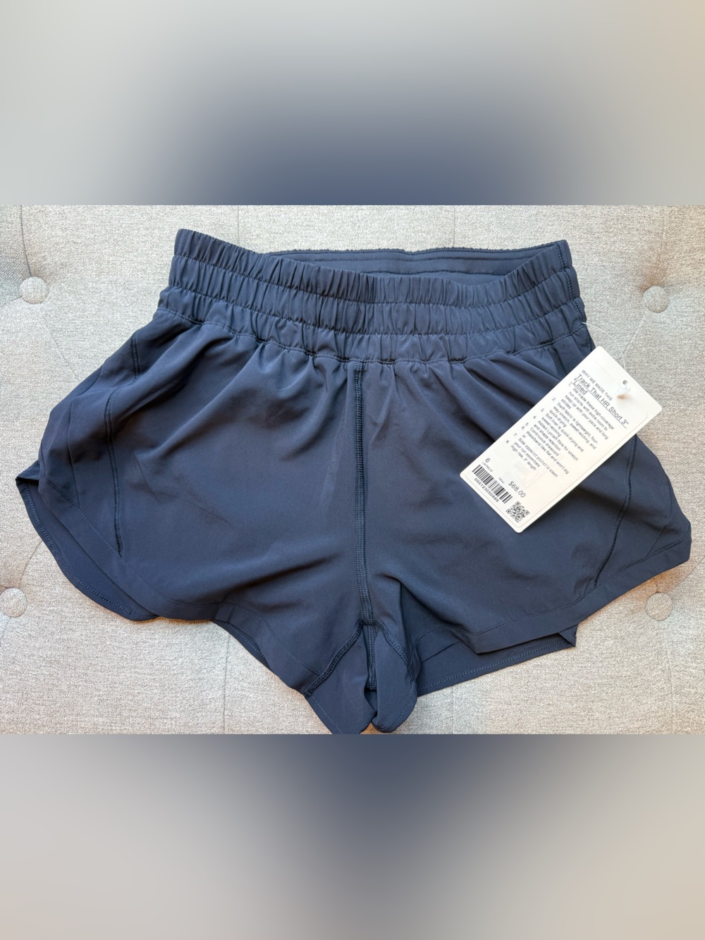 lululemon Navy High-Rise Elastic Waist Athletic Shorts “Track That” 3 inch